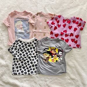 Toddler Short Sleeve Graphic Print T-Shirts Set of 5 Size 2T Frozen Paw Patrol